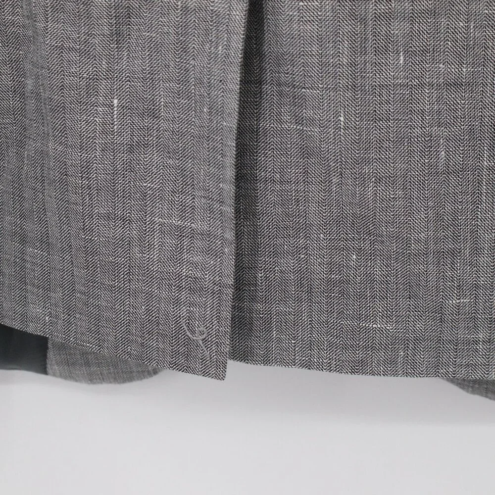 Reiss sport coat men's 40 Linen wool silk herringbone‎ gray patch pockets notch